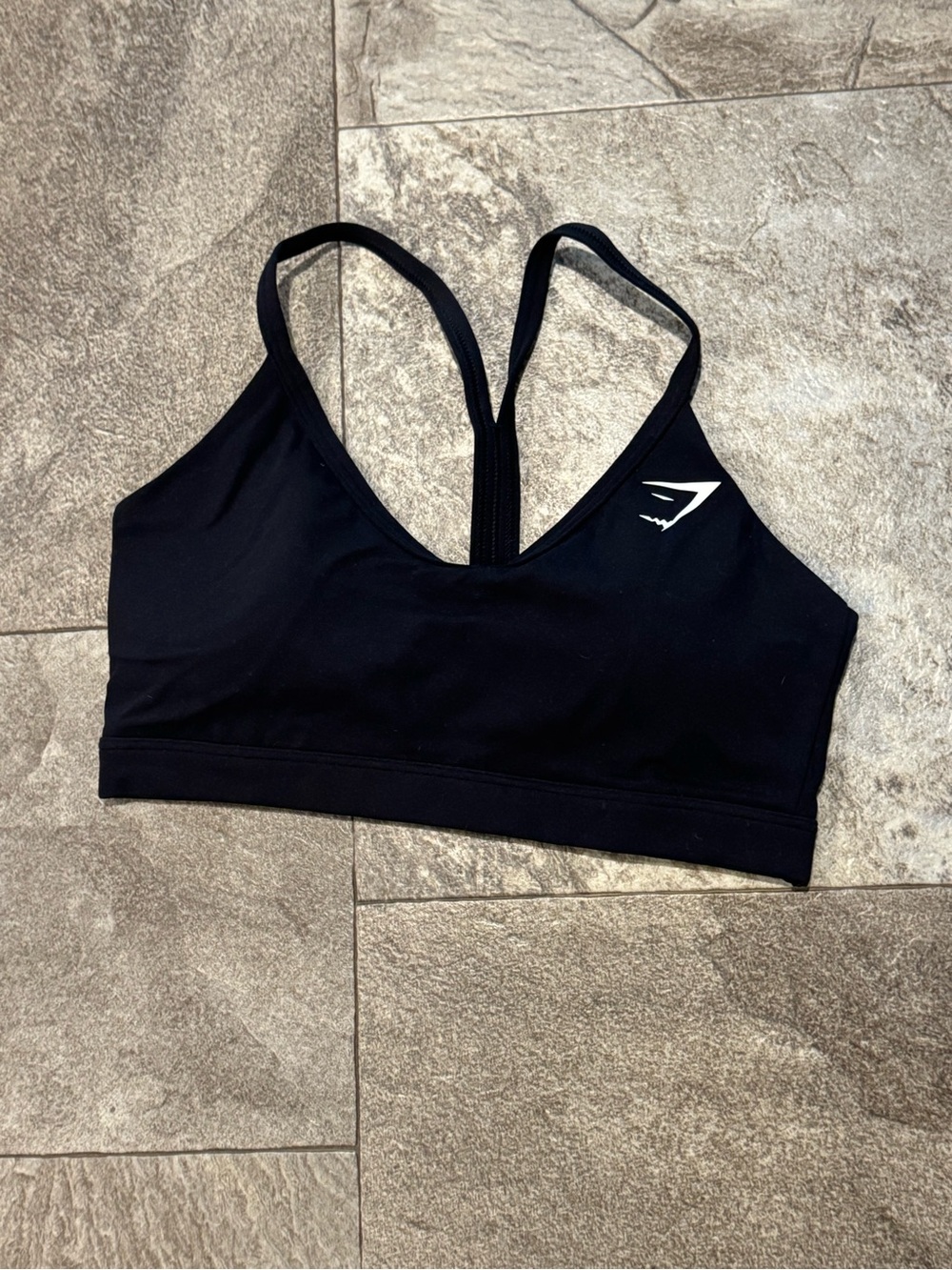 Gymshark Black Racerback Support Sports Bra with White Logo